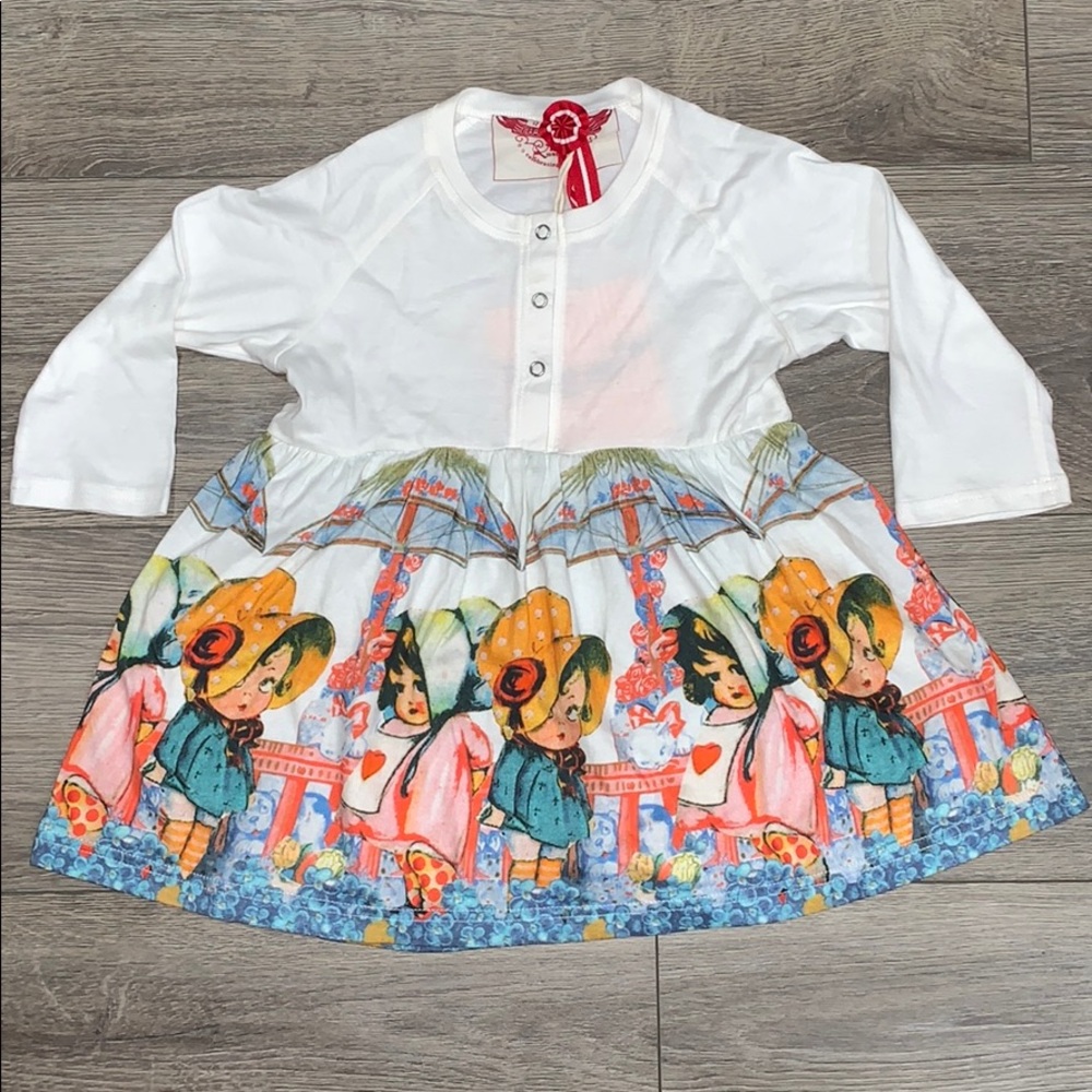 Paper Wings Girly Border Dress Sz 24m